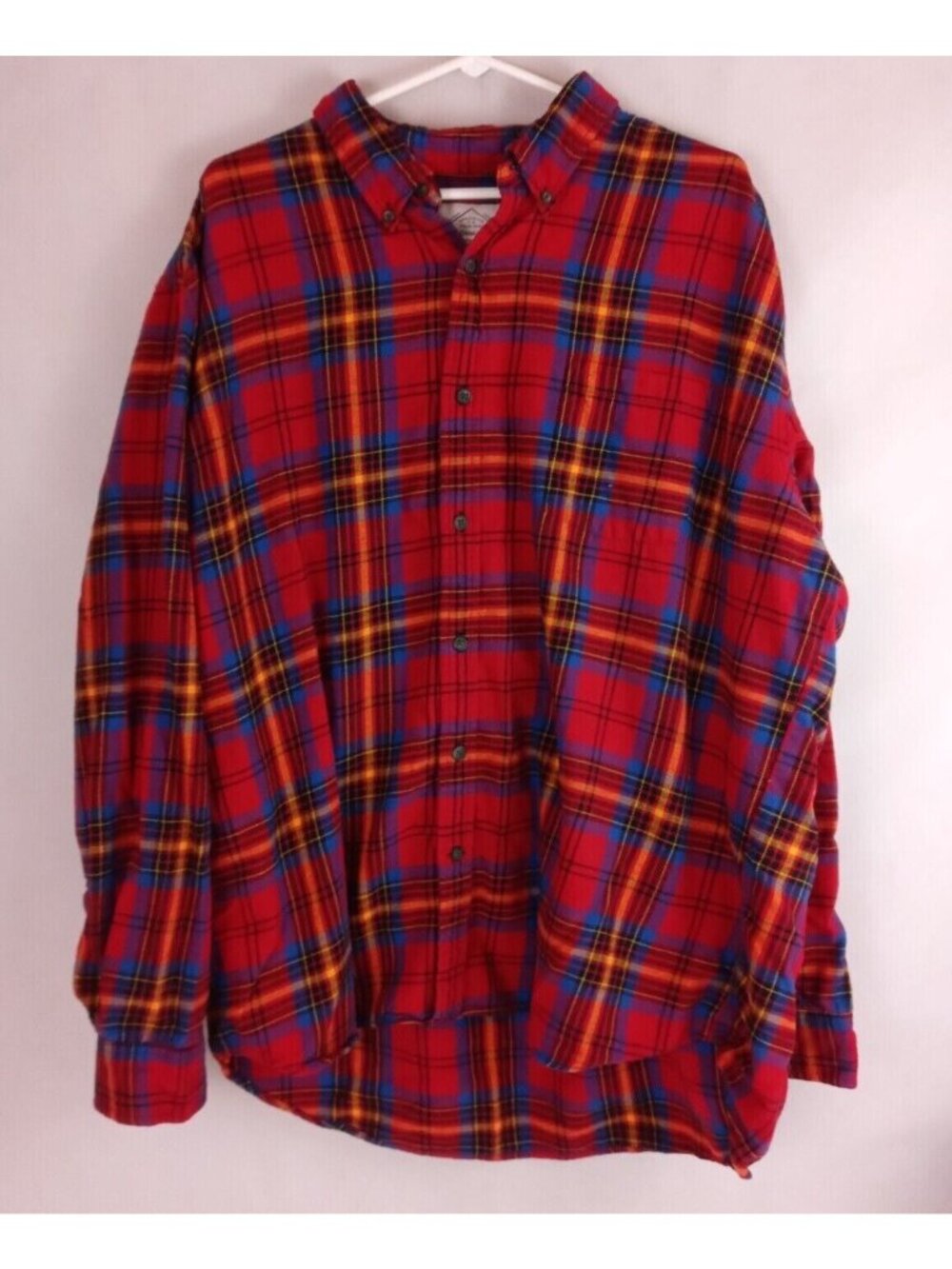 St Johns Bay Women's Red & Blue Plaid Flannel Shirt Size 2XL 100% Cotton